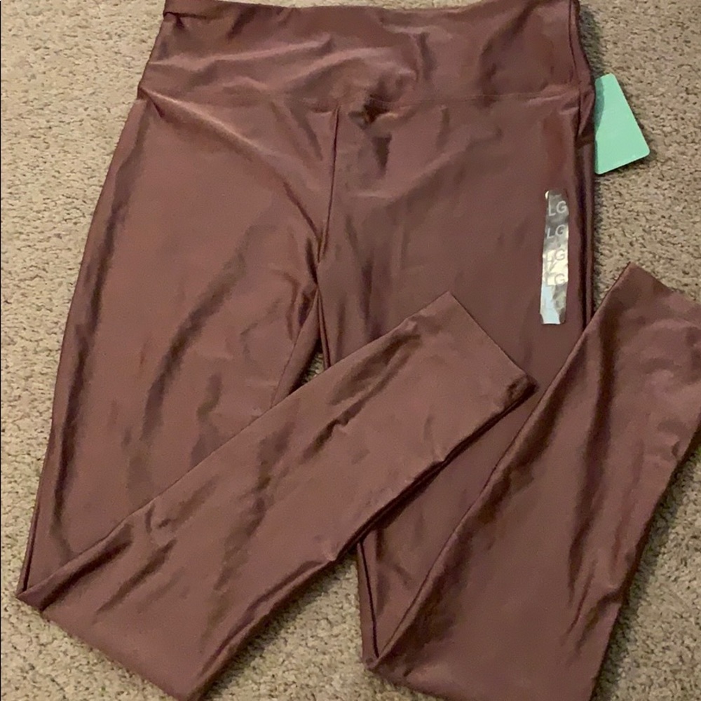 Purple metallic leggings